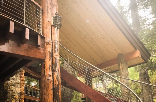 Sundance Cabin | Refined creekside retreat Barrel sauna overlooking the river Hot tub Firelit evenings Minutes to Sundance