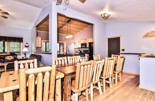 St Germain House | Remodeled lakeside resort lodge with fireplace, sandy beach, dock, firepit!