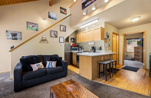 Fall River Estates Condo | Riverfront Hideaway Fireplace Close to RMNP