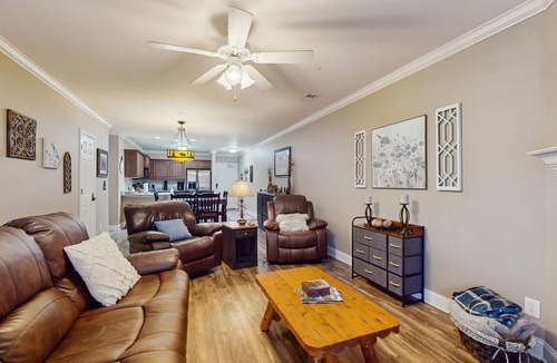 Helen Condo | Riverfront oasis with dual suites, 3 fireplaces, central AC, & walkable locale