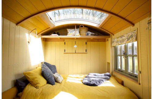 Birdham Ski Chalet | Romantic Cosy Hygge Shepherd Hut Hideaway set in our Orchard