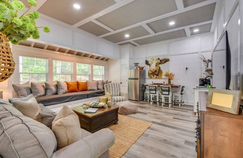 Clarkesville Cabin | Romantic Couples Cottage, Large Covered Deck with Hot Tub, TV, Couches, Firepit