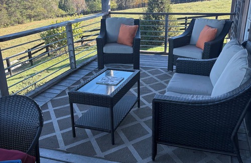 Glasgow Cabin | Romantic Couples Getaway | Rustic Post & Beam Cabin with Mountain Views Escape to this immaculate post-and-beam cabin nestled on 42 peaceful acres of rolling pasture and cedar forest — perfect for a romantic retreat!