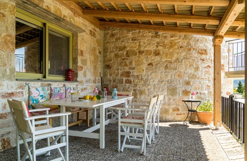 Evgiros Villa | Rose Tower Luxury stone tower villa in the middle of nature with stunning view.