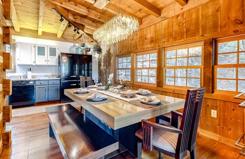 Seymour Cabin | Rustic secluded cabin with fireplace, deck, firepit, grill, mtn views - dogs OK
