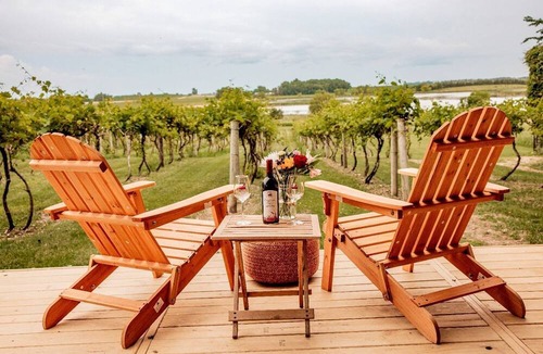 Currie RV Rental | Rustic Vineyard Glamping Tent with Wine Tastings near Lakes and Trails in Currie, Minnesota