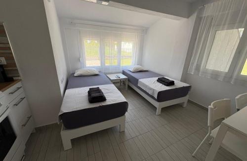 Nea Mesagkala Apartment | Sapphire Apartment , Beachfront Family Apartment for 4 with Private Garden, 1-Minute Walk to the Beach