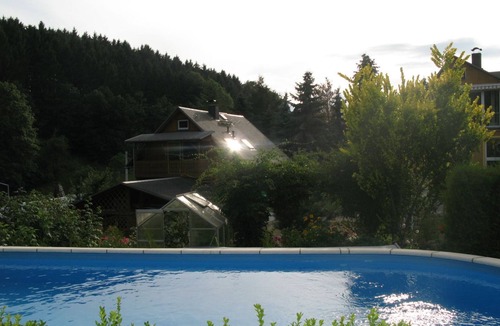 Sebnitz House | Saxon Switzerland vacation apartment with balcony, wood-burning stove, garden, pool & sauna