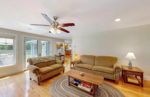 Ellsworth House | Secluded lakefront home with patio & firepit, fast WiFi, wood stove & W/D
