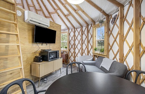 Sears Cabin | Secluded Off-Grid Yurt with Forest Views Near Trails in Sears, Michigan