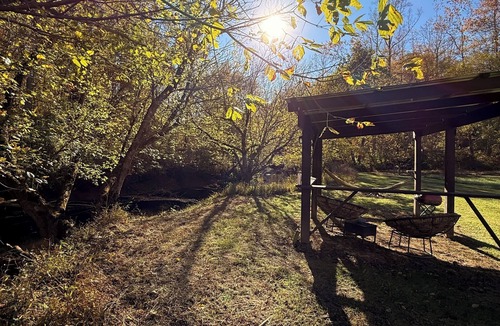 Marshall House | Secluded stonehouse in Marshall with walking trails and creek. Pet-friendly!