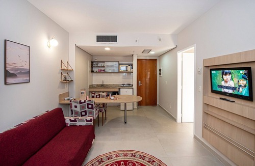 Boqueirao Apartment | SHB - Beachfront: Balcony, Pool and Sunset