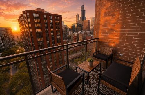 The Loop Apartment | Skyline 2BR on 20th Floor near Grant Park with Paid Parking