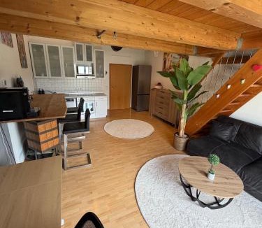 Wolnzach Apartment | Sleeping loft with balcony