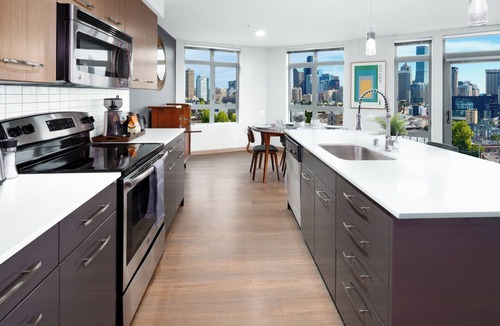 Broadway Apartment | Space Needle & Water View Suite + Rooftop BBQ & Firepit + Parking