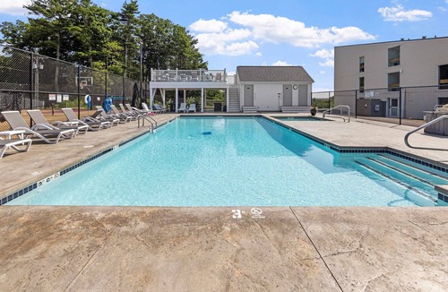 Weirs Beach House | Spacious Cedar Lodge Condo with Private Balcony