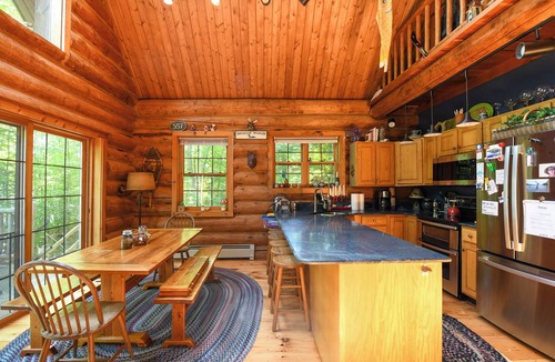 South Casco Cottage | Spacious log cabin with 600' of water frontage on picturesque Moose Pond.