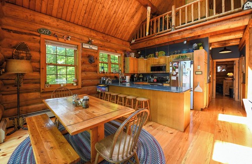 South Casco Cottage | Spacious log cabin with 600' of water frontage on picturesque Moose Pond.