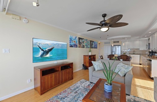 Historic Lahaina Front Street Apartment | Spacious Oceanfront True 1 Bed corner unit with amazing views & steps to beach