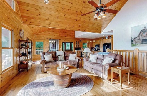 Glens of Ironduff House | Spacious & rustic mountain-view cabin with decks, Ping-Pong, foosball, fireplace