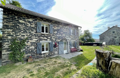 Araules Cottage | Spacious Stone House in Meygal Forest with Terraces, Fireplace, and Kids' Play Area