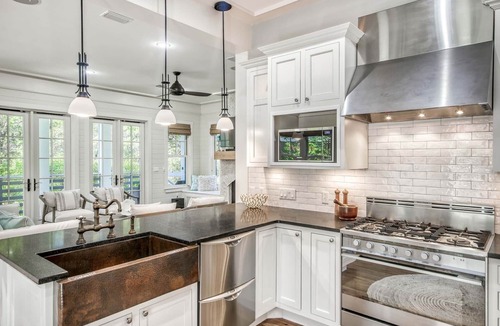 WaterSound Beach House | Spacious WaterSound Home with Golf Cart, Bikes and Private Beach Access