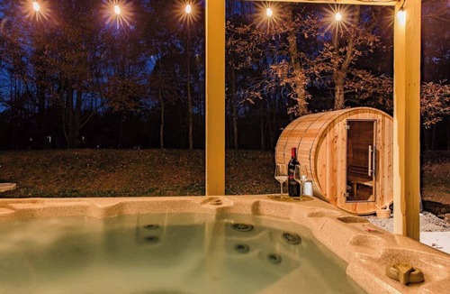 Albrightsville House | Step into Luxury by the Lake: Stunning Chalet with Hot Tub, Sauna, & Game Room
