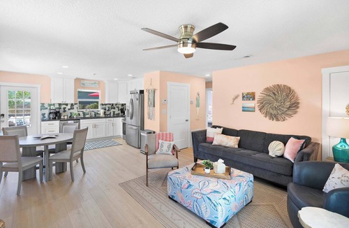 Crescent Beach House | Steps to Beach, Patio, Fire Pit, Tropical Oasis