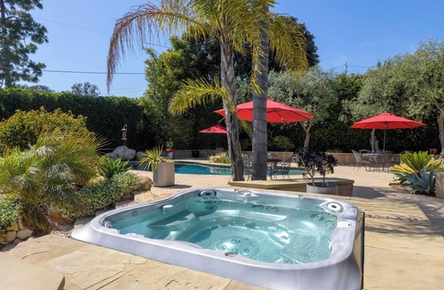 Coast Village House | Steps to Butterfly Beach & Coast Village I Family-Friendly 5BR with pool & spa