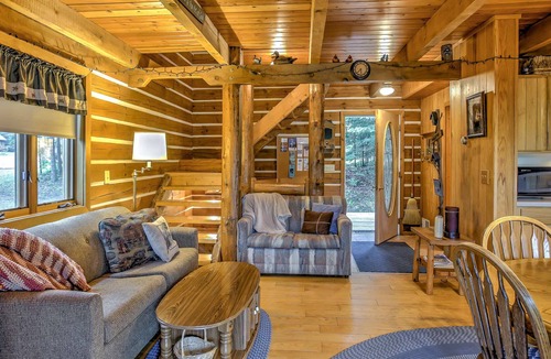 Stambaugh Cabin | Steps to Slopes! Scenic Brule Village Cabin with a Grill
