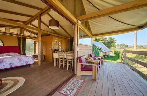 Piombino RV Rental | Studio Apartment 'Suite Glamping Vicino Al Mare' with Private Terrace and Wi-Fi
