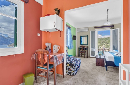 Vathy Apartment | Studio 'Veronis 7' with Sea View, Shared Pool & Wi-Fi