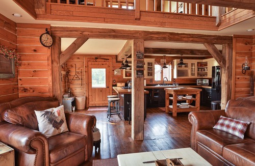 Nekoosa House | Stunning Log Cabin in native prairie woodland setting