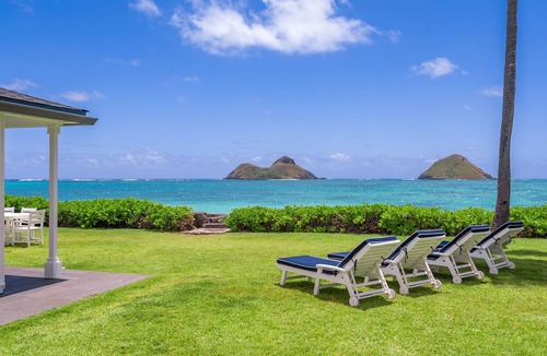 Lanikai House | Stunning Oceanfront Beach House w/AC & Mokulua Isle Views at Lanikai Oceanside