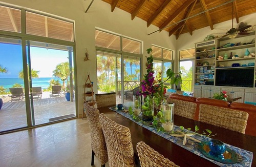 Savannah Sound House | Stunning, Private, Pink Sand, Beachfront Estate with 70ft dock on Bonefish Flats