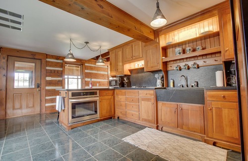 Tylersville Cabin | Sugar Valley Lodge | 1780 Cabin w/ Game Room, Private Pond + Fire Pit!