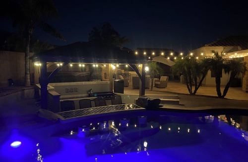 Adobe Highlands House | Summer Vacation Home, Swim up Bar, Water Fall, Outdoor Living, Centrally located