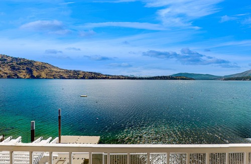 Chelan House | Sunny, lakefront home with huge patio, floating dock & 2 buoys