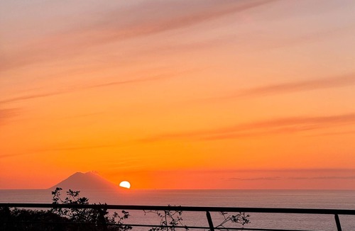 Drapia Apartment | Sunset over Stromboli | Private sea-view patio