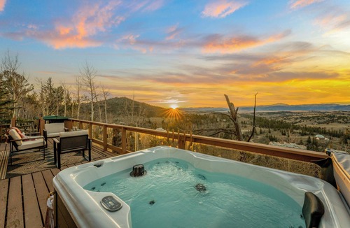 Indian Mountain Cabin | Sunset View A Frame: Privacy, Hot Tub, Pet Friendly, Mid-Mod Vibes