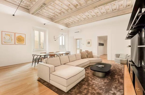 Santa Croce Apartment | Super Luxe!Florence Reborn:Hand-Painted Frescos Residence with coffered ceilings