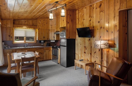 Ennis Cabin | Superior Kitchen cabins with King bed, overlook of lush Bear Creek Meadow