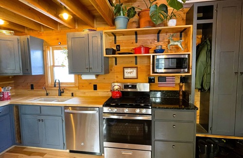 Cameron Cabin | Swiftcurrent Cabin-Cozy Cabin with a Hot Tub on the River next to the Wilderness