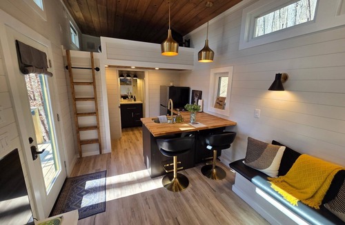 Waynesville Ski Chalet | The Deer Haven Tiny Home Near Asheville & Waynesville w/Hot Tub & Mtn Views