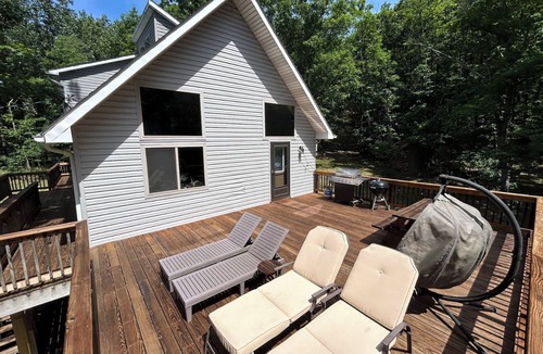 Points Ski Chalet | THE STARGAZER: Private lake access w/wood burning fireplace, wraparound deck