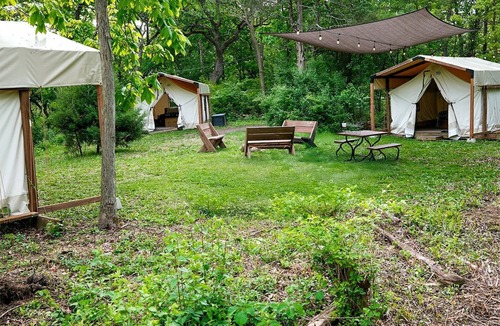 East Troy RV Rental | Three Quaint Glamping Tents Surrounded by Nature for a Wonderful Group Getway in Troy, Wisconsin