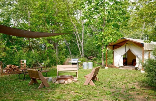 East Troy RV Rental | Three Quaint Glamping Tents Surrounded by Nature for a Wonderful Group Getway in Troy, Wisconsin
