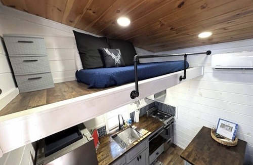 Mills River Cabin | Tiny House near Asheville | Lake Views, Fire Pit, Large Deck