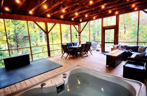 Todd House | Tiny Luxury Getaway: Cabin in Todd, North Carolina with Hot Tub, Scenic Views, and Lounge Perfection