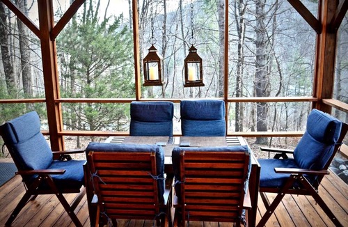 Todd Cabin | Tiny Luxury Getaway: Cabin in Todd, North Carolina with Hot Tub, Scenic Views, and Lounge Perfection